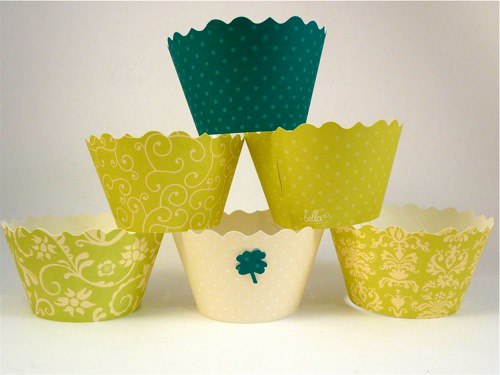 green cupcake wrapper display